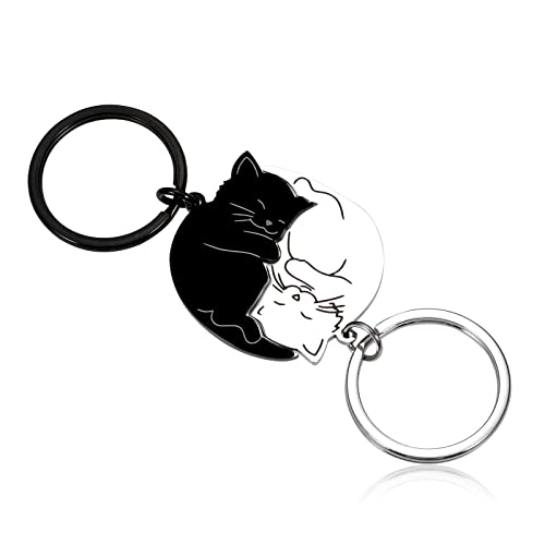 Couple Gift Keychain Cute Valentine's Day Gift for Girlfriend Boyfriend Him Her Cat Lover Best Friend Husband Wife Fiancée Cat Matching Gift Couple Stuff for Christmas Birthday Anniversary New Year