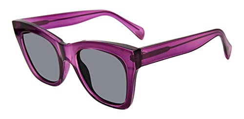 Steve Madden Women's Female Sunglasses Style Manzo Cat Eye, Crystal Purple/Solid Smoke, 55mm, 22mm