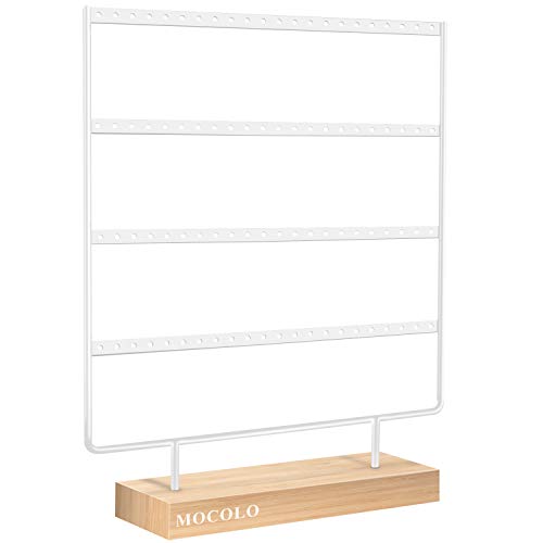 Mocolo Earring Holder Stand, Earring Organizer Display Holder Stand for Hanging Earrings(88 Holes & 4 Layers) (White)