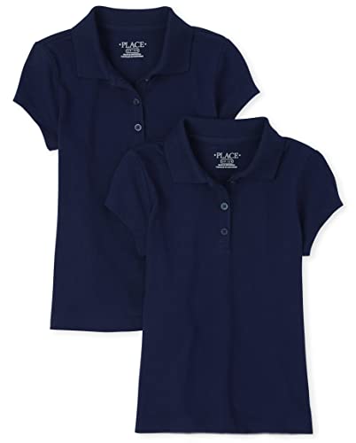 The Children's Place Girl's Short Sleeve Soft Jersey Polo, Tidal, Large