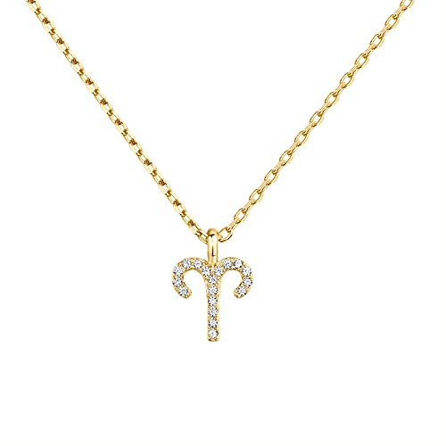 PAVOI 14K Yellow Gold Plated CZ Astrology Necklace Astrology Necklace | Astrology Gifts For Women | Zodiac Necklaces | Aries Necklace