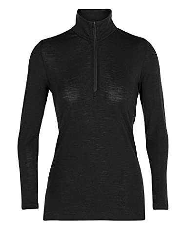 Icebreaker Merino Half Zip Thermal Long Sleeve 175gm for Women, 100% Merino Wool Base Layer, Soft, Comfy Pullover for Women with Stretch, Slim Fit - Cold Weather Thermal Shirt - Black, Medium