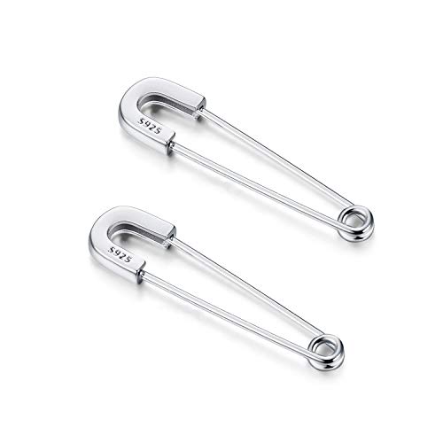 Safety Pin Earring 925 Sterling Silver Safety Pin Earrings for Women Paperclip Earrings - Unisex