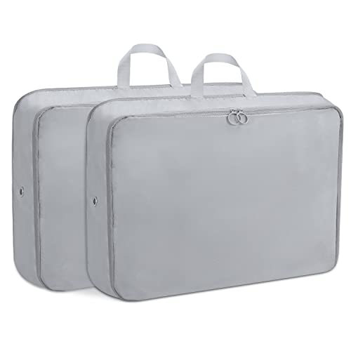 Extra Large Compression Packing Cubes for Travel, 2 Pack Expandable Storage Bag Luggage Packing Organizers Compression Cubes for Suitcases Backpack (Dark Grey)