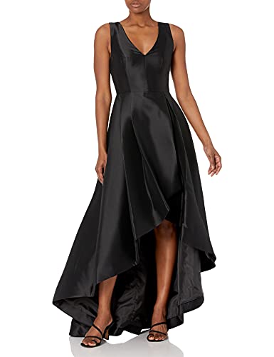 Calvin Klein Women's Sleeveless V-Neck High Low Dress, Black, 6
