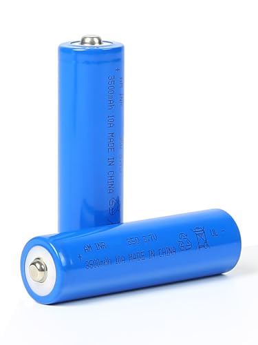 Amityke 3.7 Volt Rechargeable Battery 2Pack 3500mAh Button Top Battery High Power Lasting Long for Headlamp, Flashlight, Solar Light, Doorbells, RC Cars etc