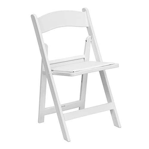 Flash Furniture Hercules Series Folding Chair - White Resin - 4 Pack 1000LB Weight Capacity Comfortable Event Chair - Light Weight Folding Chair