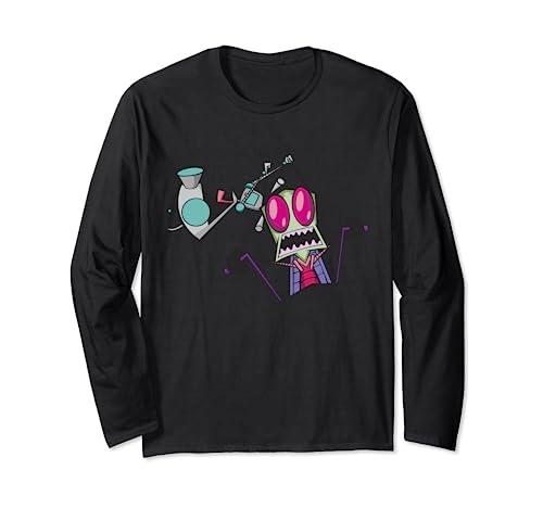 Invader Zim Gir Pulling Zim's Antennas Portrait Long Sleeve T-Shirt