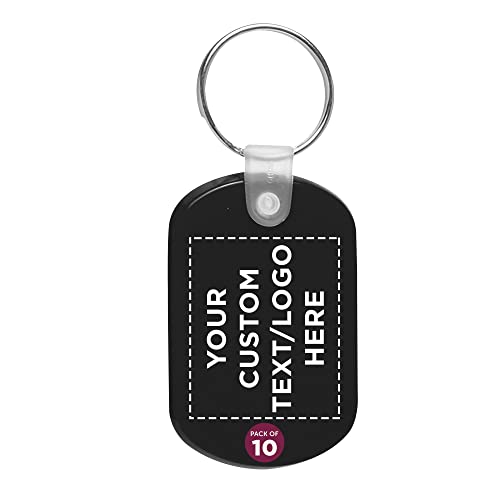 DISCOUNT PROMOS Tag Soft Plastic Keychains - 100 pack - Customizable Text, Logo - Small Key Tag Chain For Staying Organized - Rubber Key Ring Keychain – Black