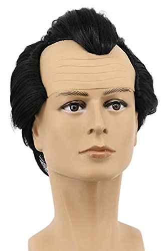 yuehong Long Black Curly Men Party Cosplay Costume Halloween Hair Wigs