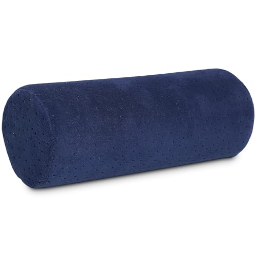 AllSett Health Round Cervical Roll Cylinder Bolster Pillow with Removable Washable Cover, Ergonomically Designed for Head, Neck, Back, and Legs || Ideal for Spine and Neck Support, Navy