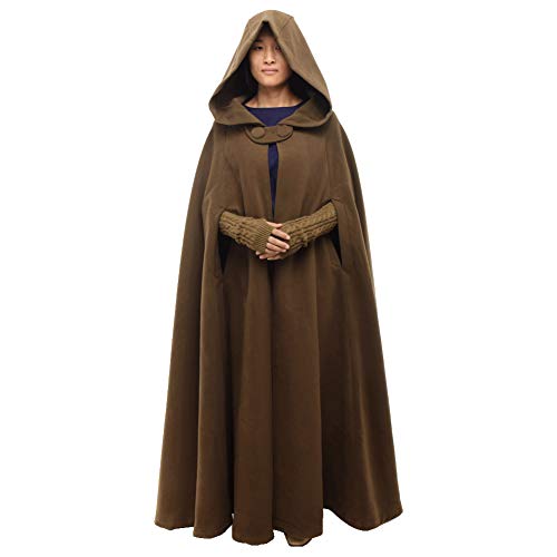GRACEART Women's Hoodie Woolen Cape Cloak Long Dark Khaki