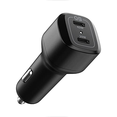 Spigen USB C Car Charger, 65W Dual USB Car Charger Fast Charge (PD 3.0 45W + 20W) Type C Car Adapter for iPhone 15 Pro Max Plus 14 13 SE 2022 12 Mini Pixel MacBook Air iPad Galaxy S24 S23 Ultra Note