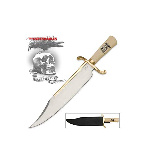 GIL HIBBEN Expendables Bowie Knife with Leather Sheath - Designed for 2010 Film “The Expendables”, 3Cr13 Stainless Steel Blade - Film Design Knife for Collectors or Practical Use - 19 3/4' Overall