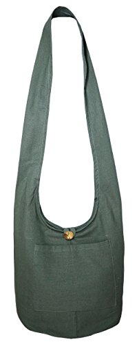 Lovely Creations Thai Monk Buddha Cotton Sling Crossbody Messenger Bag Purse Hippie Hobo Shoulder Bag (NN Gray)