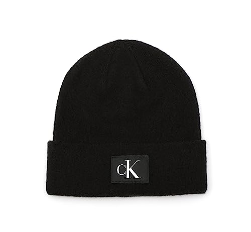 Calvin Klein Men's Key Item Woven CK Patch Cuff Hat, Black