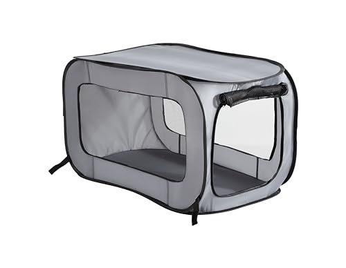 Beatrice Home Fashions Portable, Collapsible, Pop Up Travel Pet, Cat and Dog Kennel, 32.5' L x 19.5' W x 19.5' H, Gray