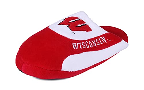 Comfy Feet Everything Comfy Wisconsin Badgers Low Pro Stripe Slip On Slipper, Large