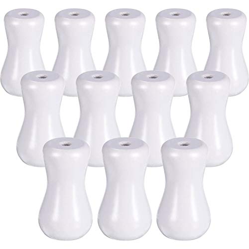 12 Pieces Blind Pull Cord Knobs Wood Cord Tassels Window Blinds Wood Cord Tassels Wooden Hanging Ball Pulls for Curtain Craft (White)