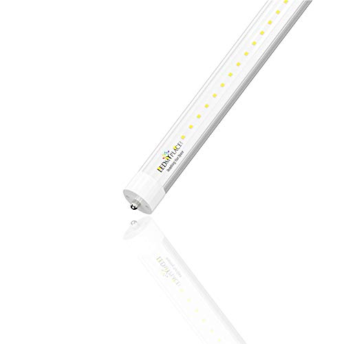 LEDMyplace 40W 8ft LED Tube Light, 6720 Lumens, Clear Lens, 5000K Daylight White, T8 Single Pin FA8 Base Type, Ballast Bypass for Factory, Warehouse, Workshops, Garages, Office, Showrooms