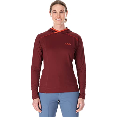 RAB Women's Force Hoody Lightweight Long-Sleeve Hooded Baselayer Shirt for Hiking, Climbing, & Trail Running - Deep Heather - Medium