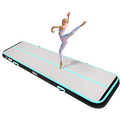 Naice Inflatable Air Gymnastics Mat, Training Tumbling Mat, 10ft/13ft/16ft/20ft Tumble Tracks 4/8in Thickness Air Training Mats with Electric Air Pump for Indoor/Gym/Outdoor/Yoga/Water/School Use