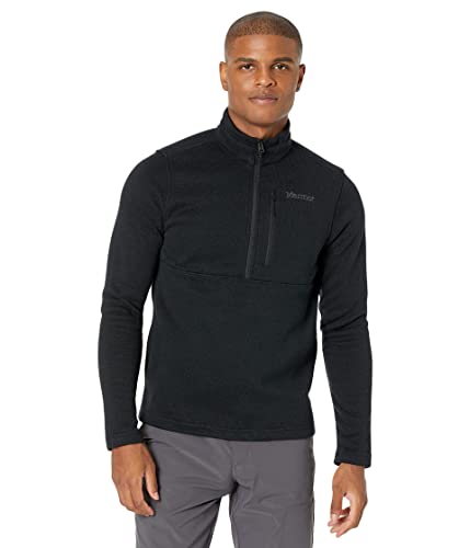 MARMOT Men's Drop Line 1/2 Zip Fleece Jacket, Black, Large