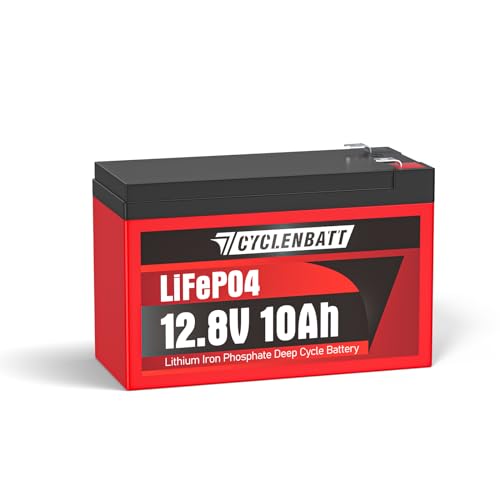 CYCLENBATT 12V 10Ah Lithium Battery, 5000+ Cycles LiFePO4 12V 10Ah Battery Built-in 10A BMS, 12V Lithium Battery Suitable for Power Wheels Battery, Fish Finder Battery, UPS, Solar Battery, HAM Radio