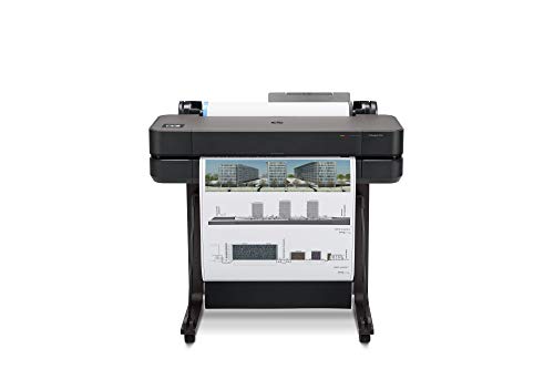 HP DesignJet T630 Large Format Wireless Plotter Color Printer - 24', with Auto Sheet Feeder, Media Bin & Stand (5HB09A),Black