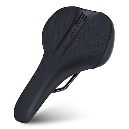 FIFTY-FIFTY Mountain Bike Saddle, Comfortable Memory Foam Bike Seat, Soft Waterproof Bicycle Seat for Men and Women, Compatible with MTB, Road Bike, E-Bike