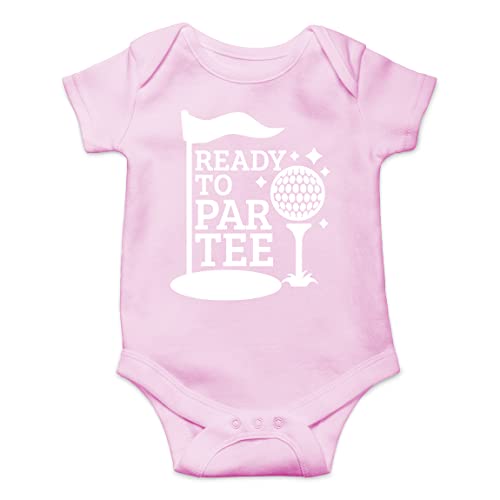 AW Fashions Ready to Par Tee Baby Bodysuit Funny Adorable Unisex Boys Girls Infant Romper Cute Clothing (6 Months, Pink)