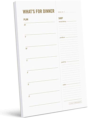 Two Tumbleweeds Meal Planning Pad - 'What's for Dinner?' Weekly Meal Planner and Grocery List with Tear off Shopping List and fridge magnet - Family Dinner Menu & Meal Prep Plan - 6 x 9” - 50 sheets