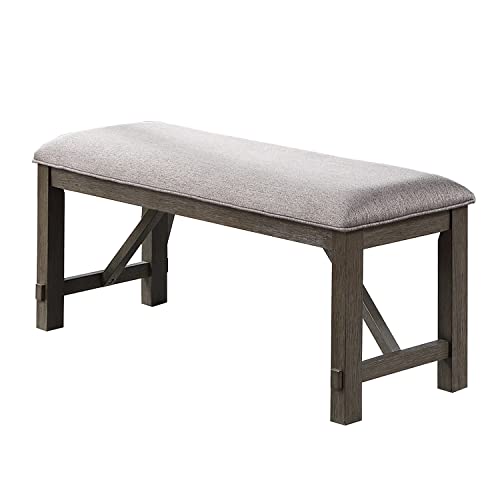 Poundex Upholstered Cushion Dining Bench, Grey
