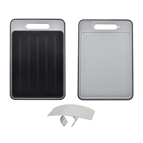 4 in 1 Defrosting Tray for Frozen Meats, Meat Defroster with Stainless Steel Finger Guard Included, Aluminum Meat Thawing Board, Thawing Tray for Frozen Meats, Thawing Tray, Thawing Plate