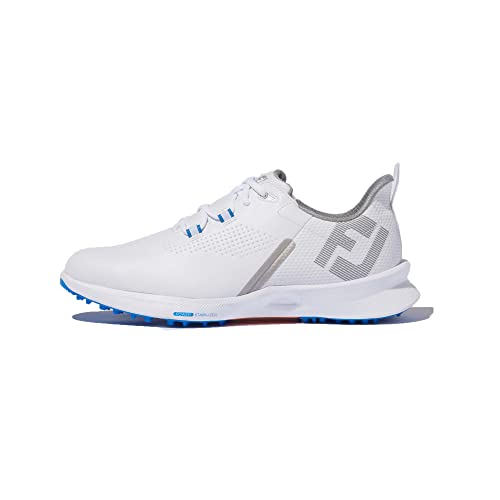 FootJoy Men's FJ Fuel Golf Shoe, White/White/Blue Jay, 11