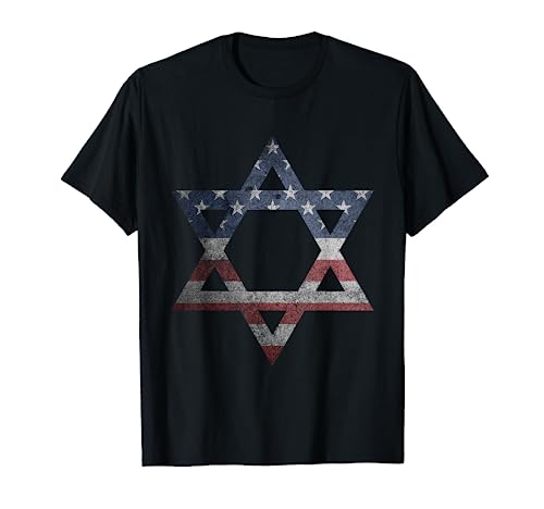 Distressed Star of David Jews Jewish Gifts USA American Flag T-Shirt