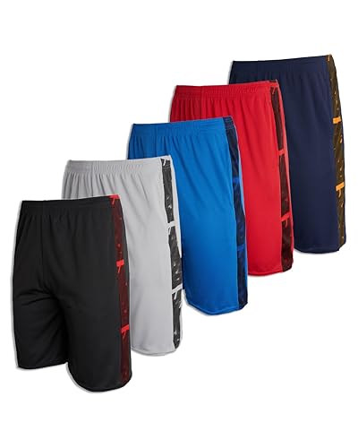 Boys Workout Quick Dry Shorts Youth Clothes Mesh Active Athletic Basketball Soccer Kid Gym Running Teen Dry-Fit M (8-10) 5-Pack