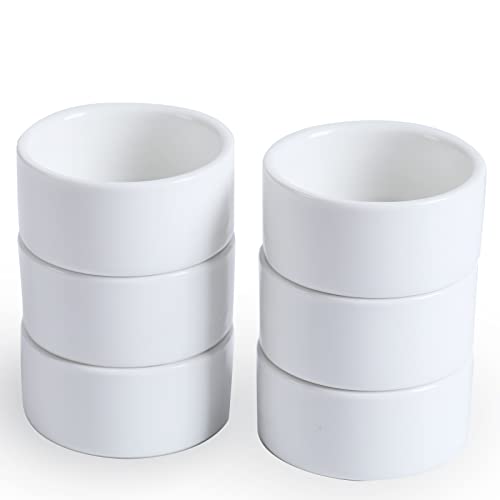 HAOTOP Mini Porcelain Ramekins 1oz Set of 6,Small Ceramics Souffle Dish 30ml White