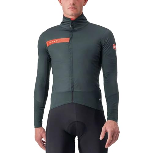 Castelli Beta Ros Jacket - Men's Rover Green/Red Orange, L