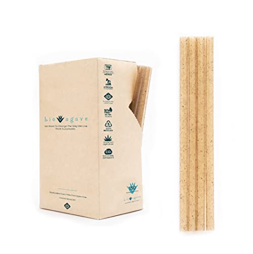 BIO AGAVE - 150 Pack Biodegradable 5.9' Cocktail SHORT Straws Made From Agave Fibers. | Plant Based Eco Friendly Products | Drinking Straws | Reusable Straws