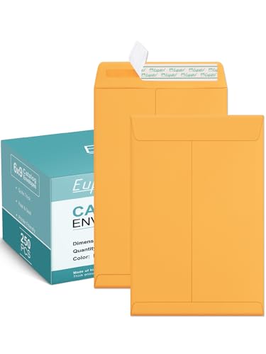 Eupako Catalog Envelopes 6x9 Small Brown Envelopes Self Seal 250 Pack for Mailing, Organizing, Storage