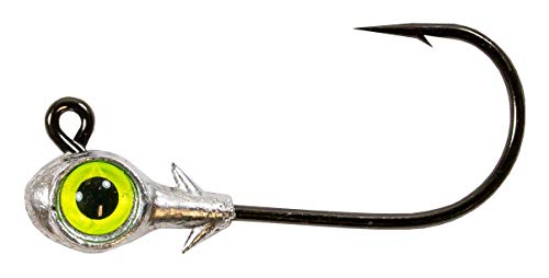 Z-MAN Fishing Trout Eye Jighead Lures 1/4 oz 3 Pack 3D Eyes Heavy Duty 2/0 Black Nickel Hooks, Chartreuse, Multi, One Size