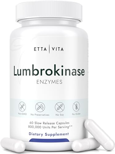 Potent Lumbrokinase Supplement 40mg/Serving (Max Activity - 800,000 Units) - Lumbrokinase Enzymes Capsules for Energy Support, Digestion, Detox, Cognition & Gut Health - Similar to Nattokinase