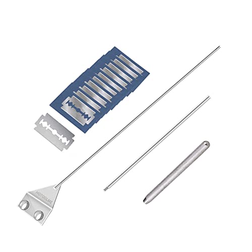 HOTOOLME Aquarium Scraper, 25.6' Stainless Steel Scraper Cleaning Razor with 10 Blades for Glass Aquarium Fish Tank