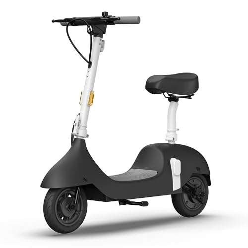 OKAI | Ceetle Pro | Electric Scooter with Seat | Up to 35 Miles Range | 15.5MPH | Stylish Moped Scooter | 10 inch Vacuum Tires | Black