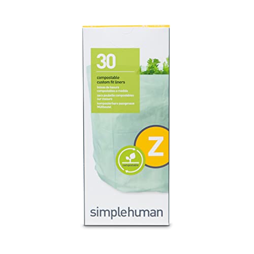 simplehuman Code Z Custom Fit Compostable Trash Bags in Dispenser Packs, 30 Count