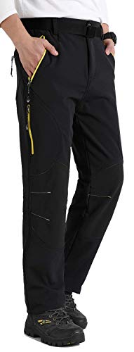 Singbring Men's Outdoor Fleece Lined Windproof Waterproof Hiking Snow Ski Pants Medium Black(M05F32-Black-M)
