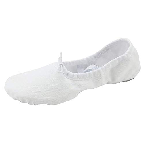 missfiona Women Canvas Ballet Slippers Dance Shoes Adult Practice Yoga Flat Belly Shoes(8, White)