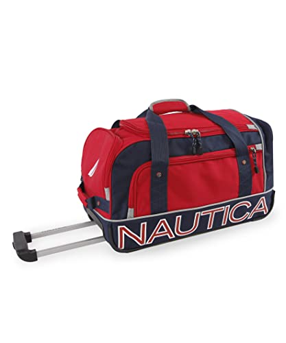 NAUTICA Submariner 22' Rolling Duffel, RED/Navy