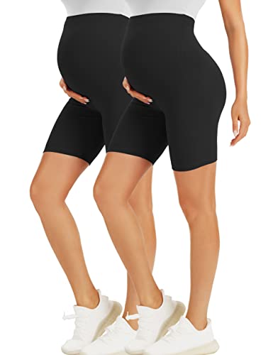 BONVIGOR Maternity Shorts Over The Belly Biker Workout Yoga Active Athletic Pregnancy Short Pants Lounge Pajama